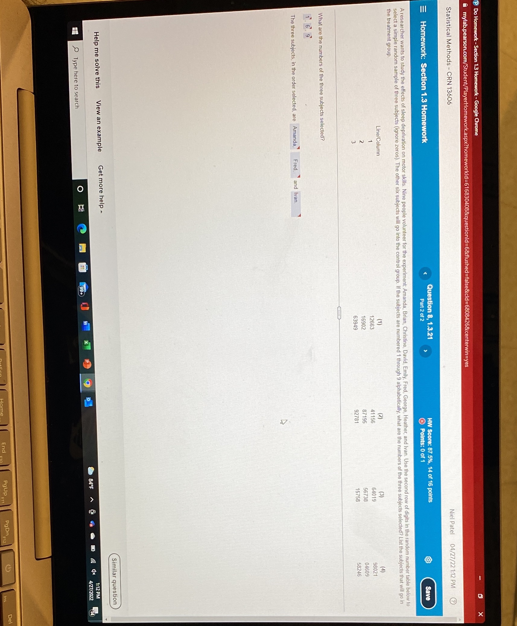 Stat question. P Do Homework - lomework - Google Chrome X mylab.pearson.com/Student/PlayerHomework.aspx?homeworkld=616830408&questionld=6&flushed=false&cld=6808426&centerwin=yes