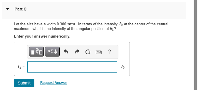 | Constants v PartA An interference pattern is produced by light with