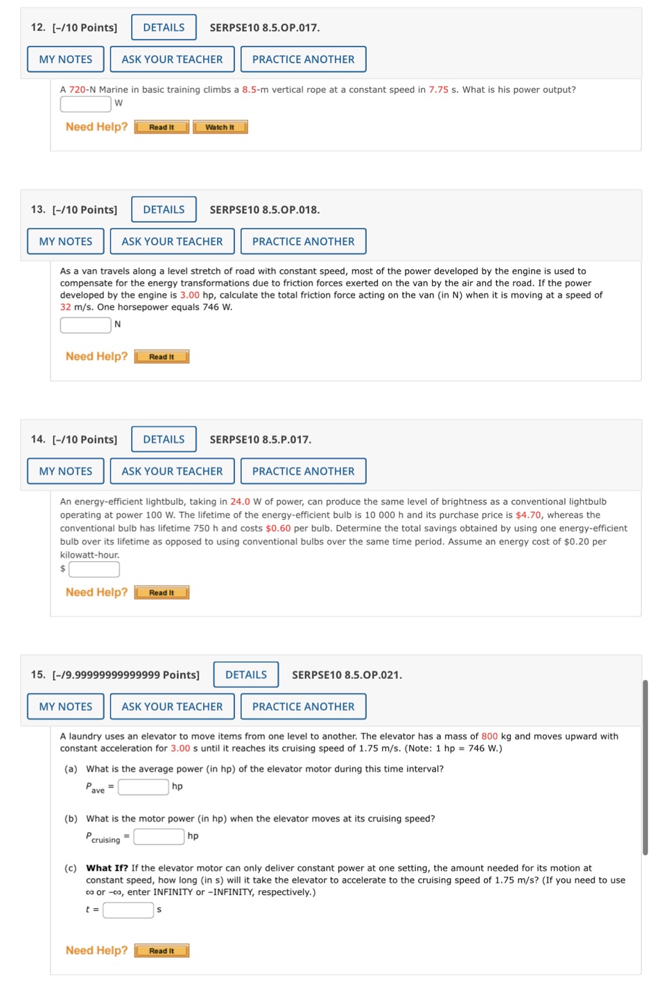  12. [-/10 Points] DETAILS SERPSE10 8.5.OP.017. MY NOTES ASK YOUR TEACHER