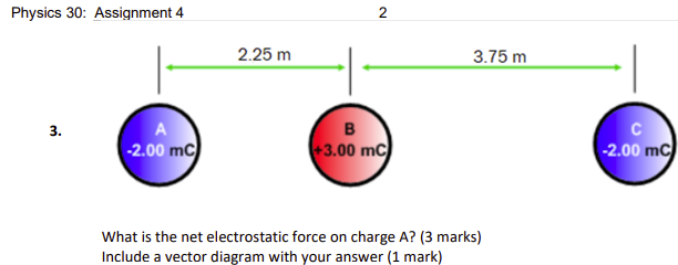 between the charges is 350 mm. (3 marks) 2. Determine the distance