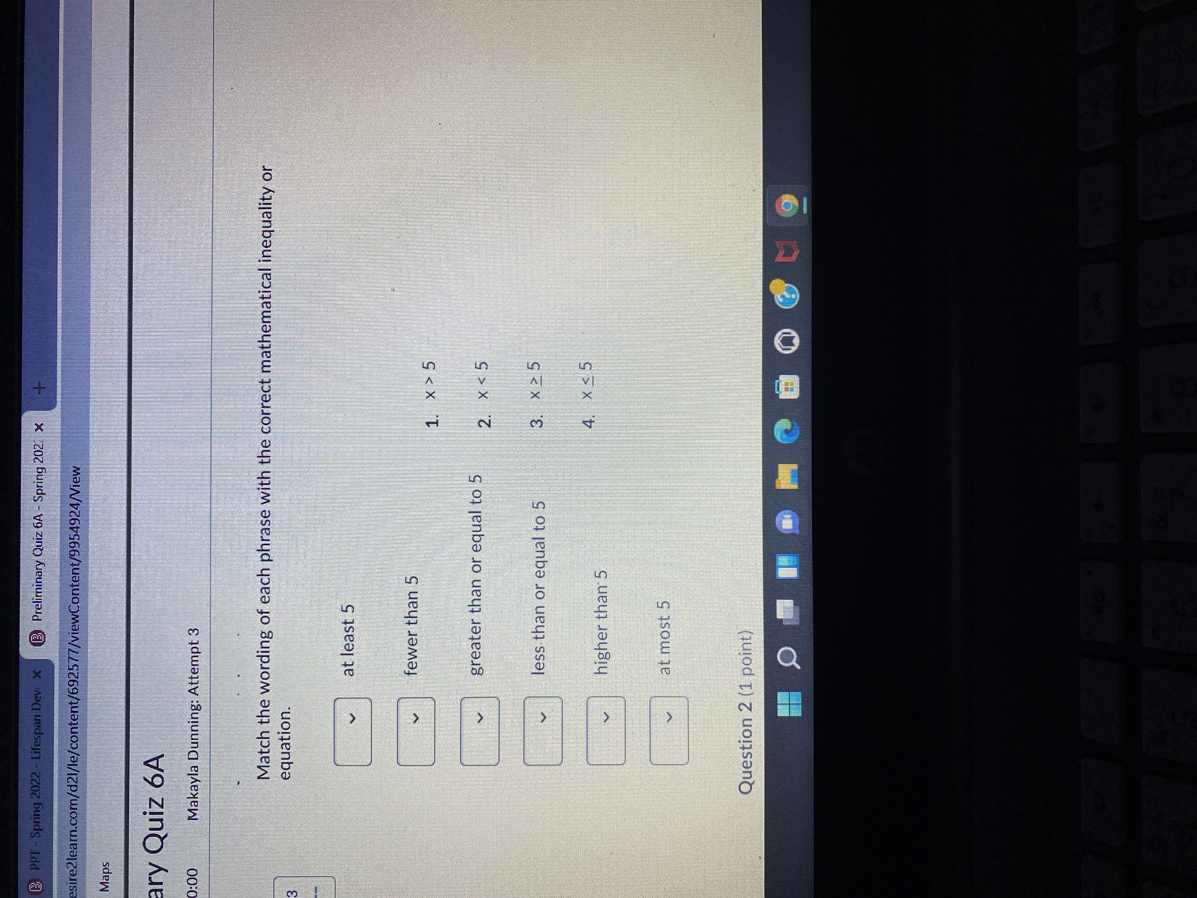  B PPT - Spring 2022 - Lifespan Dev B Preliminary Quiz