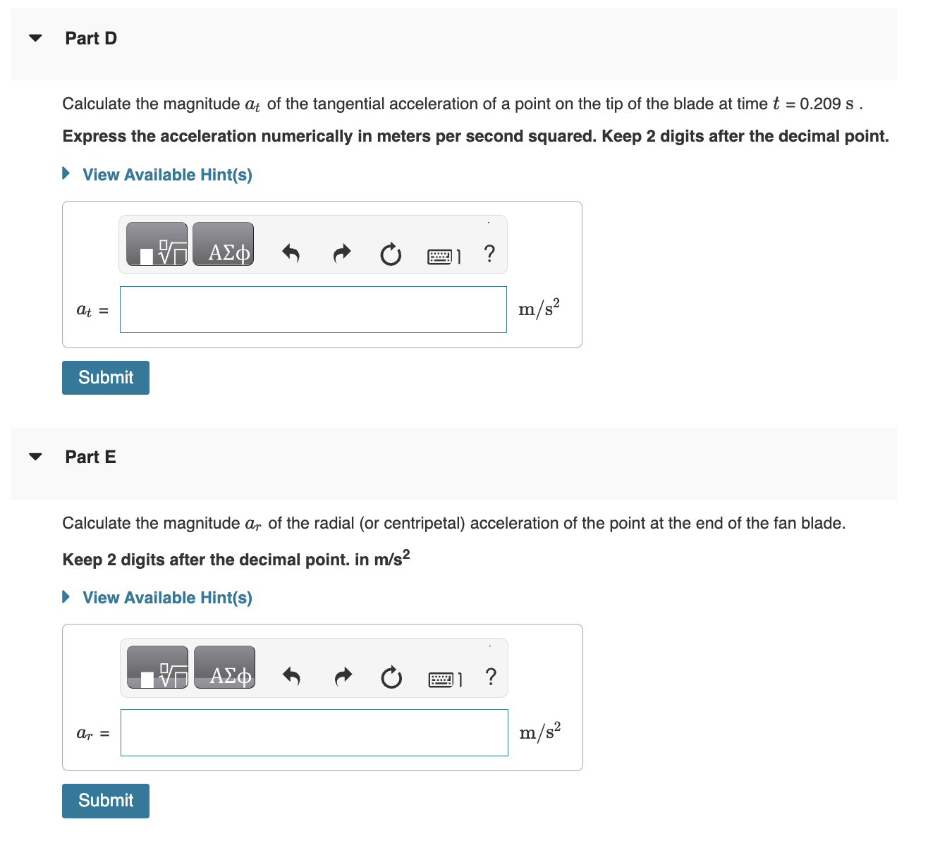 The electric ceiling fan blades form a circle of diameter 0.710 m
