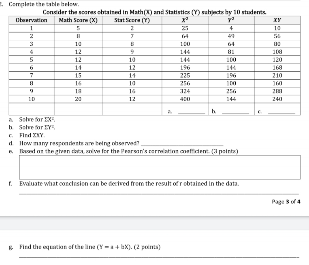 please answer and make solution Complete the table below. Observation Consider the