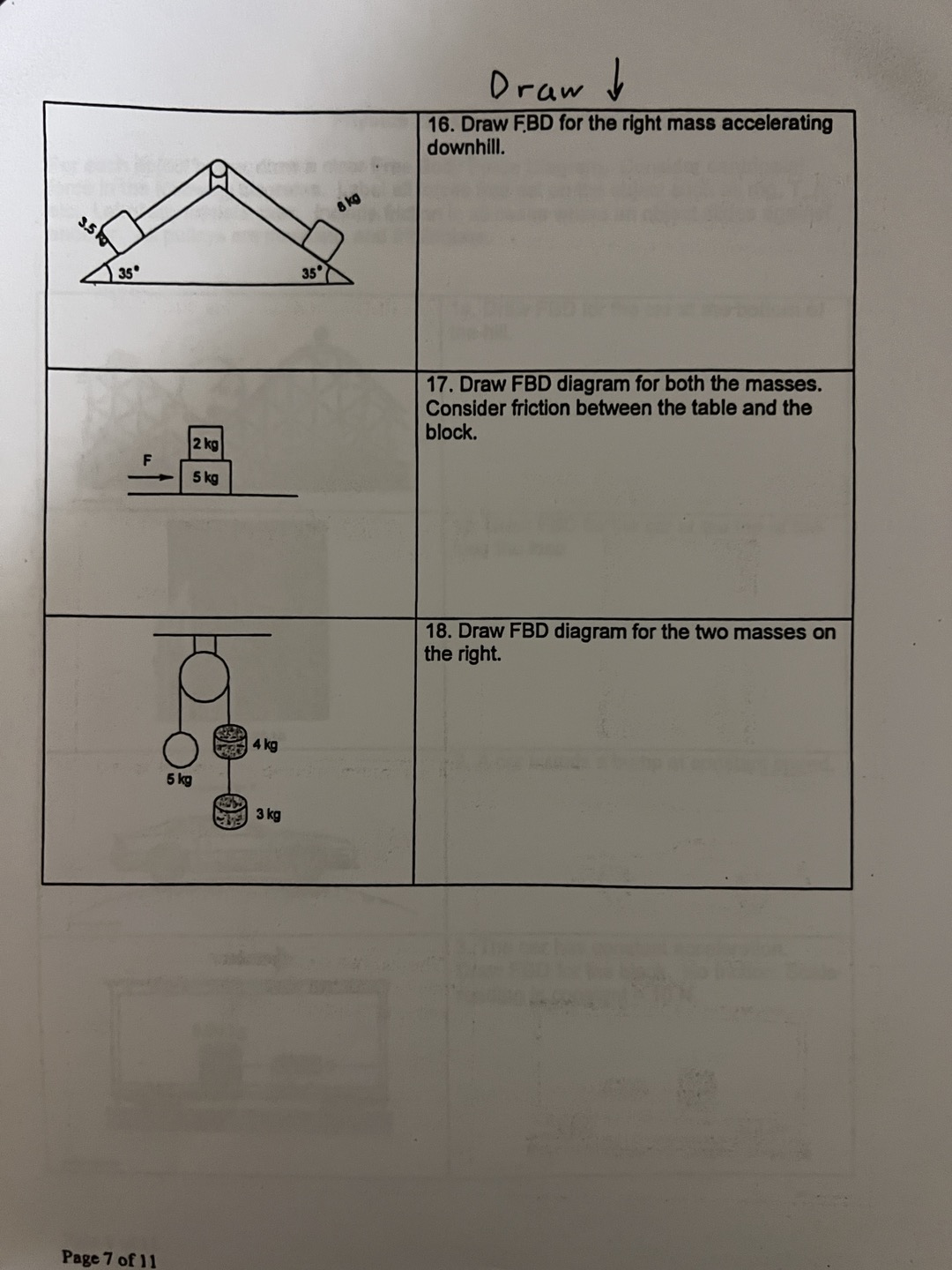 only . 4. Static 5. Block in free fall 6. Falling at