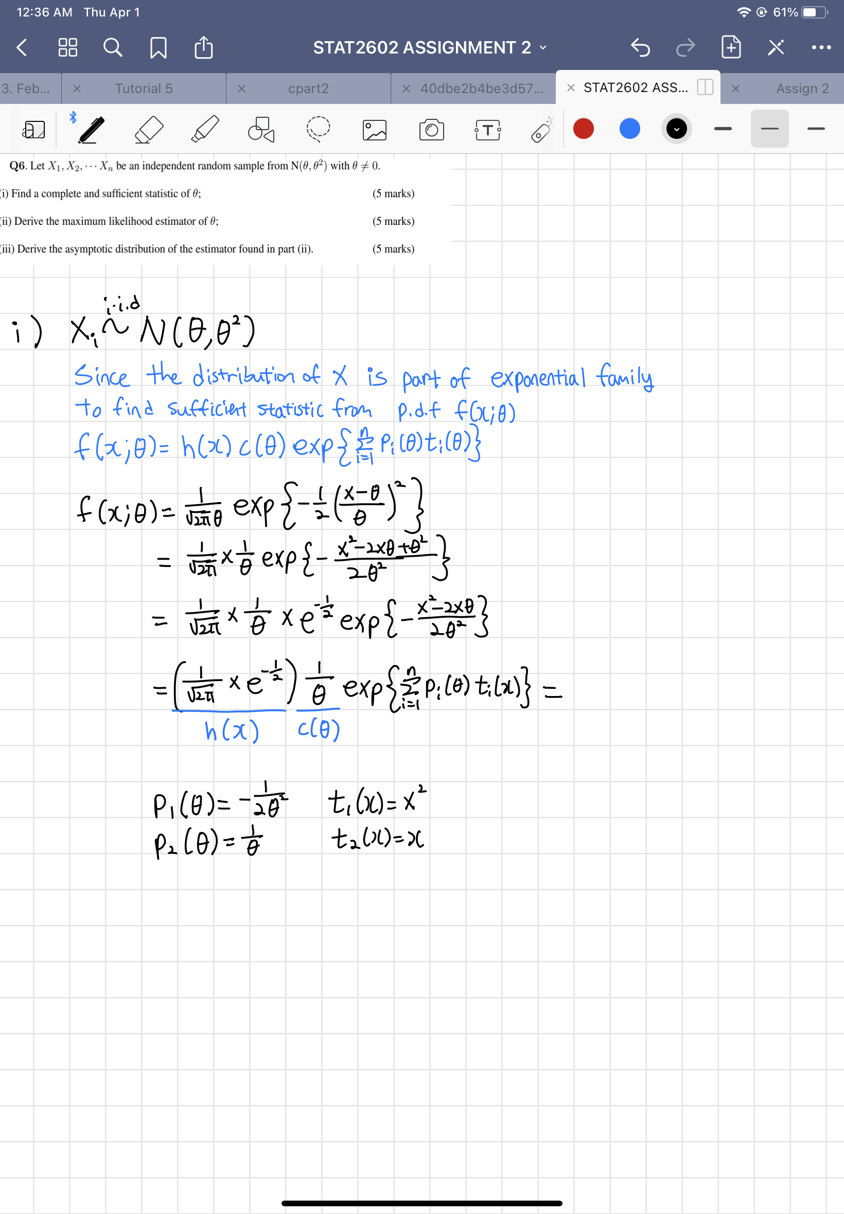 can find a sufficient statistic using exponential family sufficient statistic property, but
