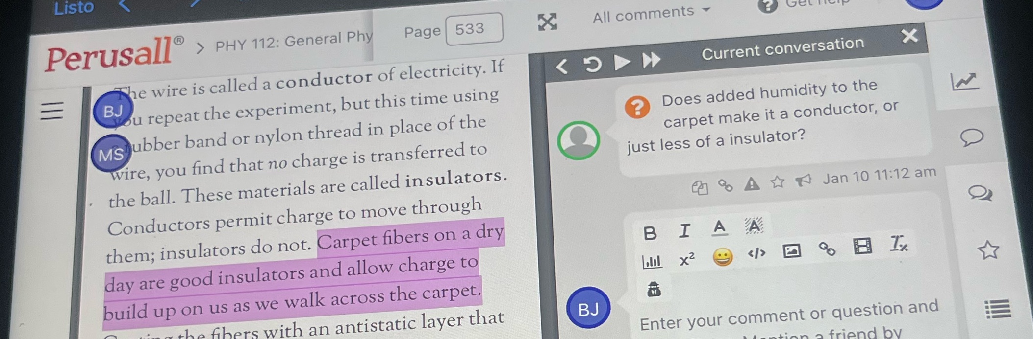 Does added humidity to the carpet make it a conductor or just