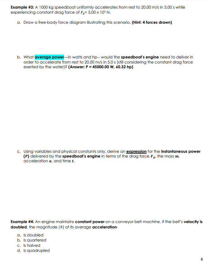 expression for mechanical power (P) in terms of some force F, mass