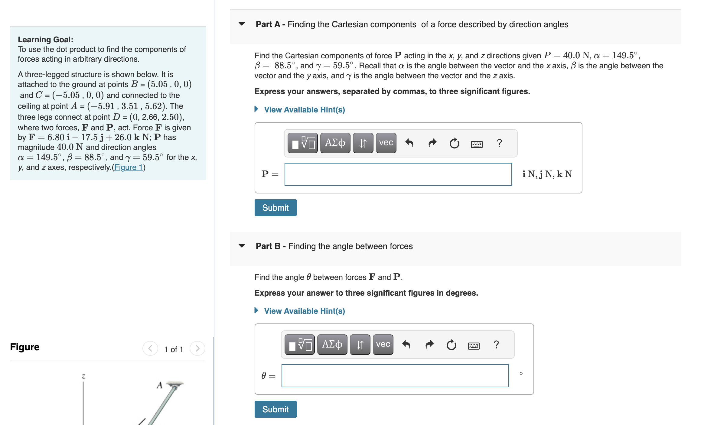 Part A - Finding the Cartesian components of a force described