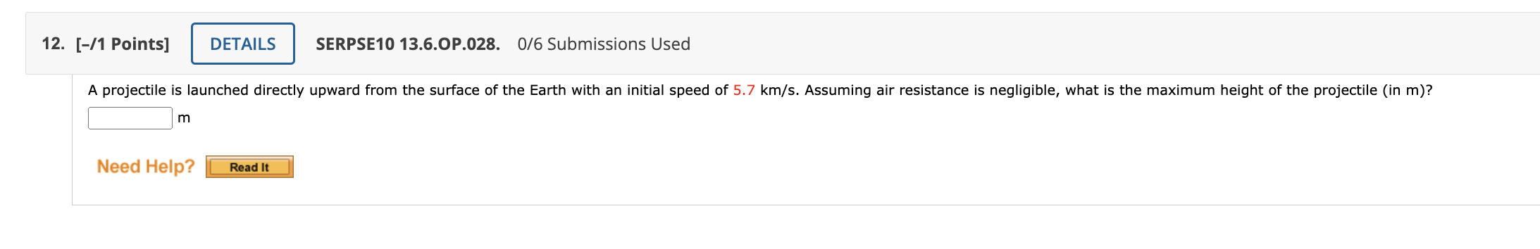 SERPSE1O 13.6.0P.024. 0/6 Submissions Used (a) Calculate the work (in MJ) necessary