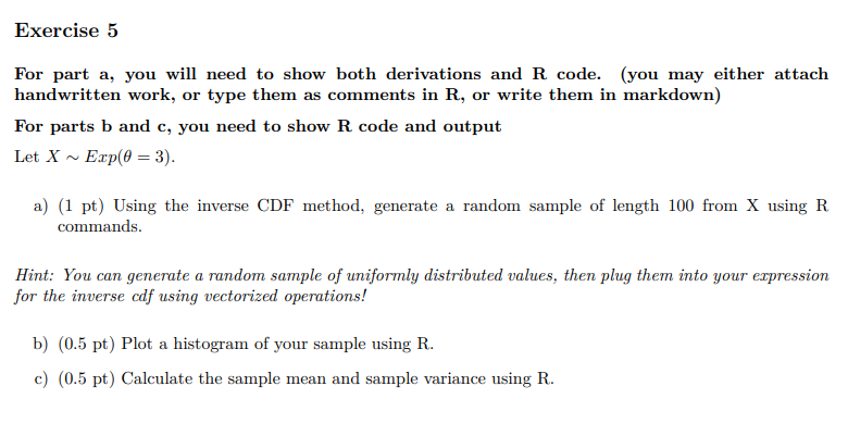 Exercise 5 For part a, you will need to show both