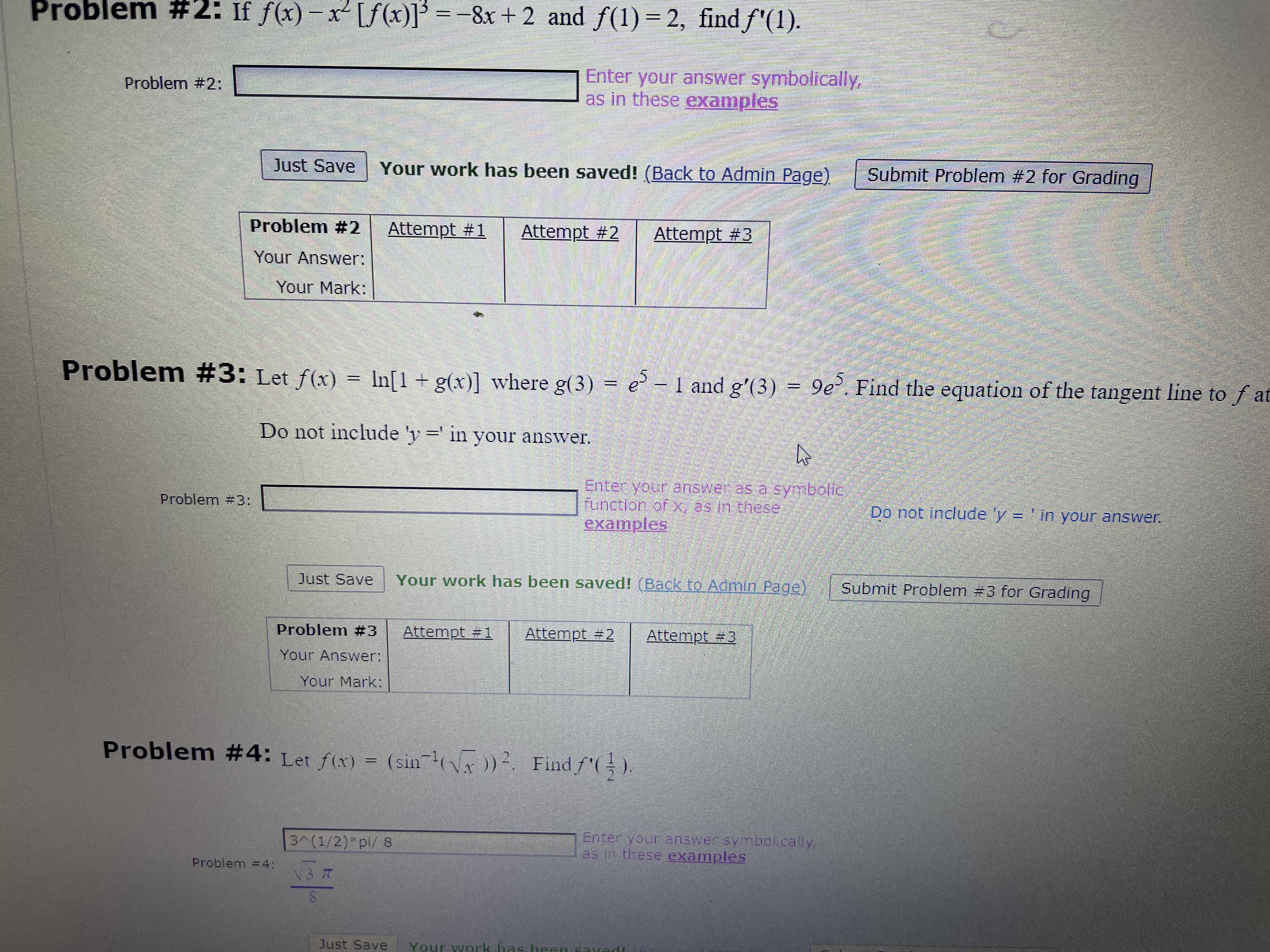  Problem #2: If f(x) - x [f(x)]' - -8x + 2