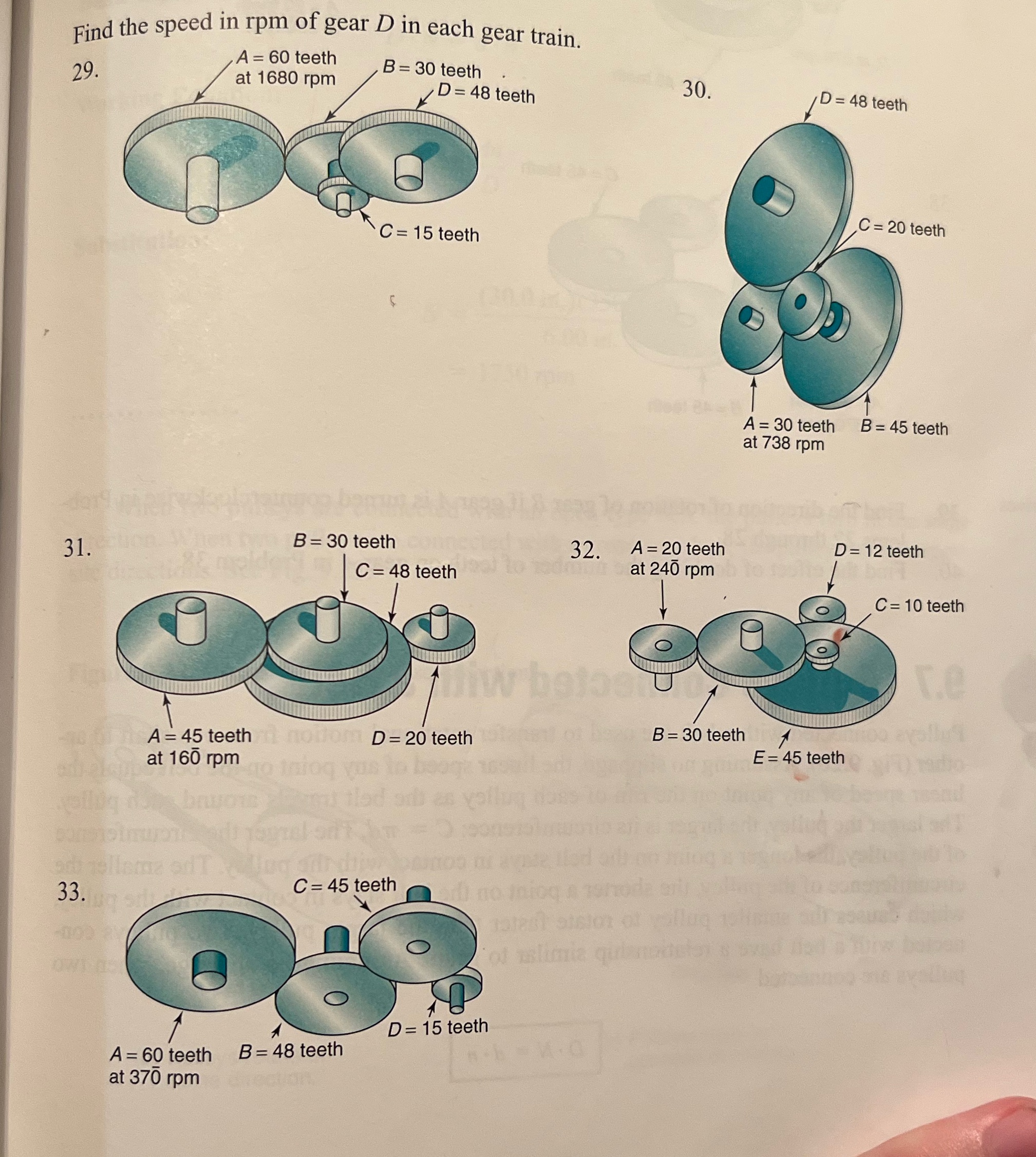 problems 29,31,33 show all work. thank u Find the speed in rpm