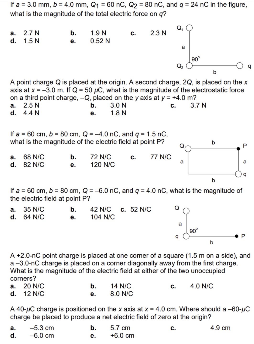  If a = 3.0 mm, b = 4.0 mm, Q1 =
