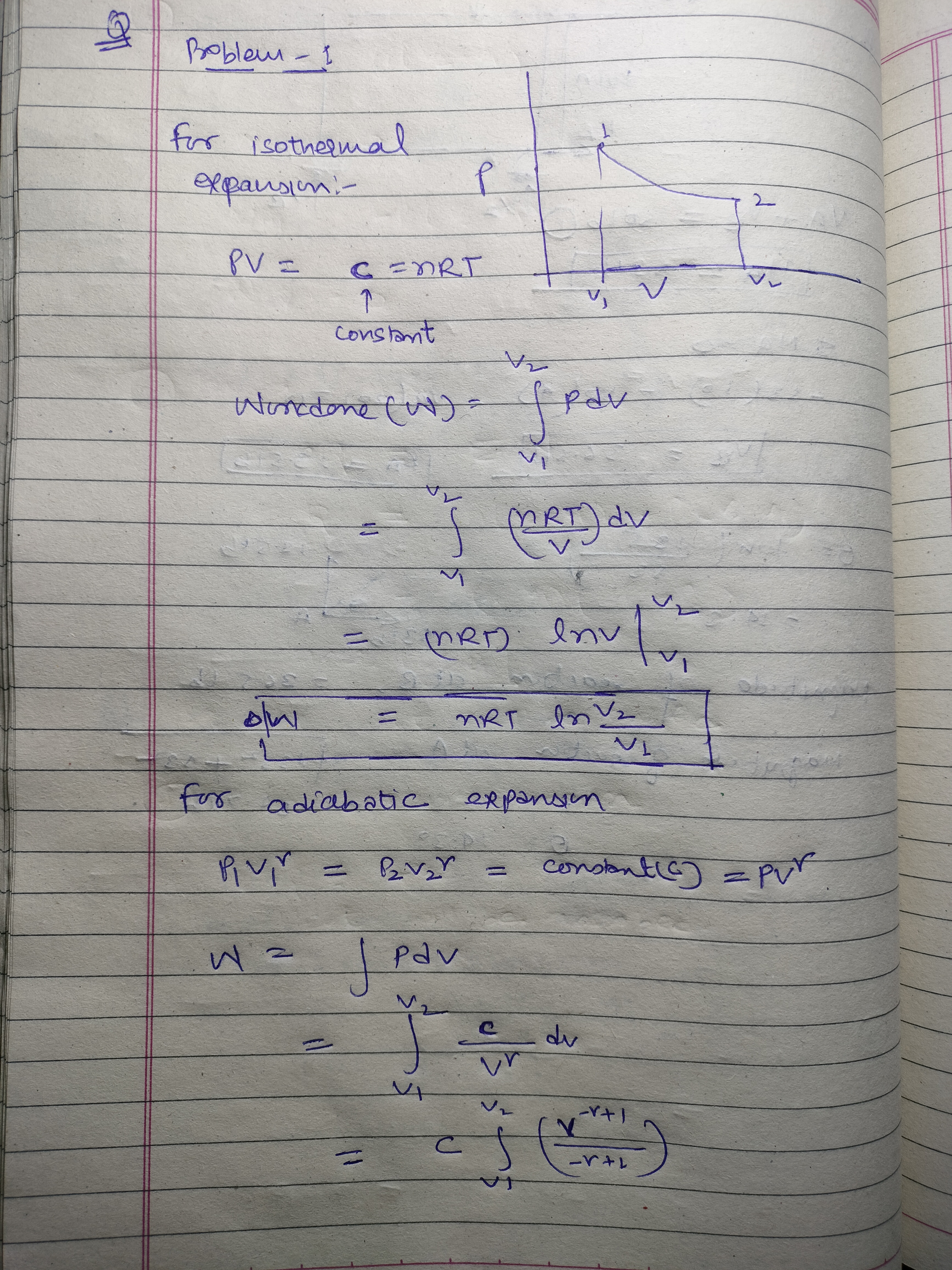 need the correct answers!Problem 1. Derive the formula for the work for