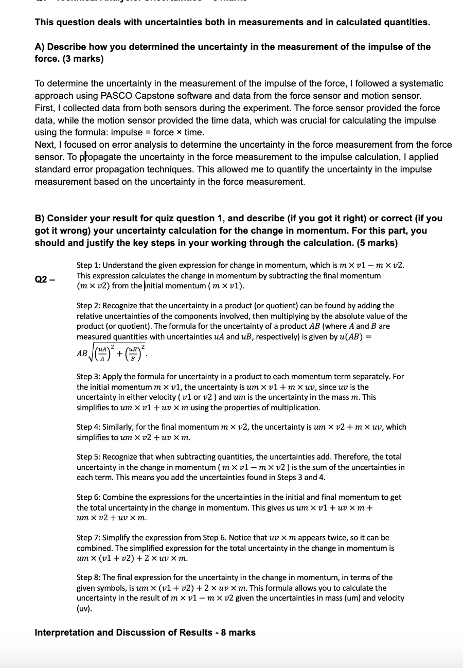 Hi, I need help with this Physics Reflection report about Impulse can