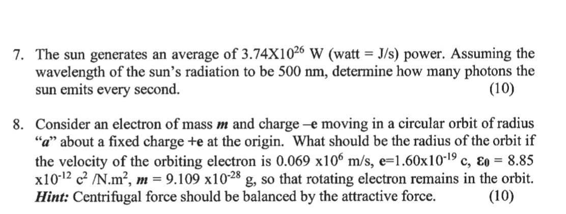 please answer 7 and 8 7. The sun generates an average of