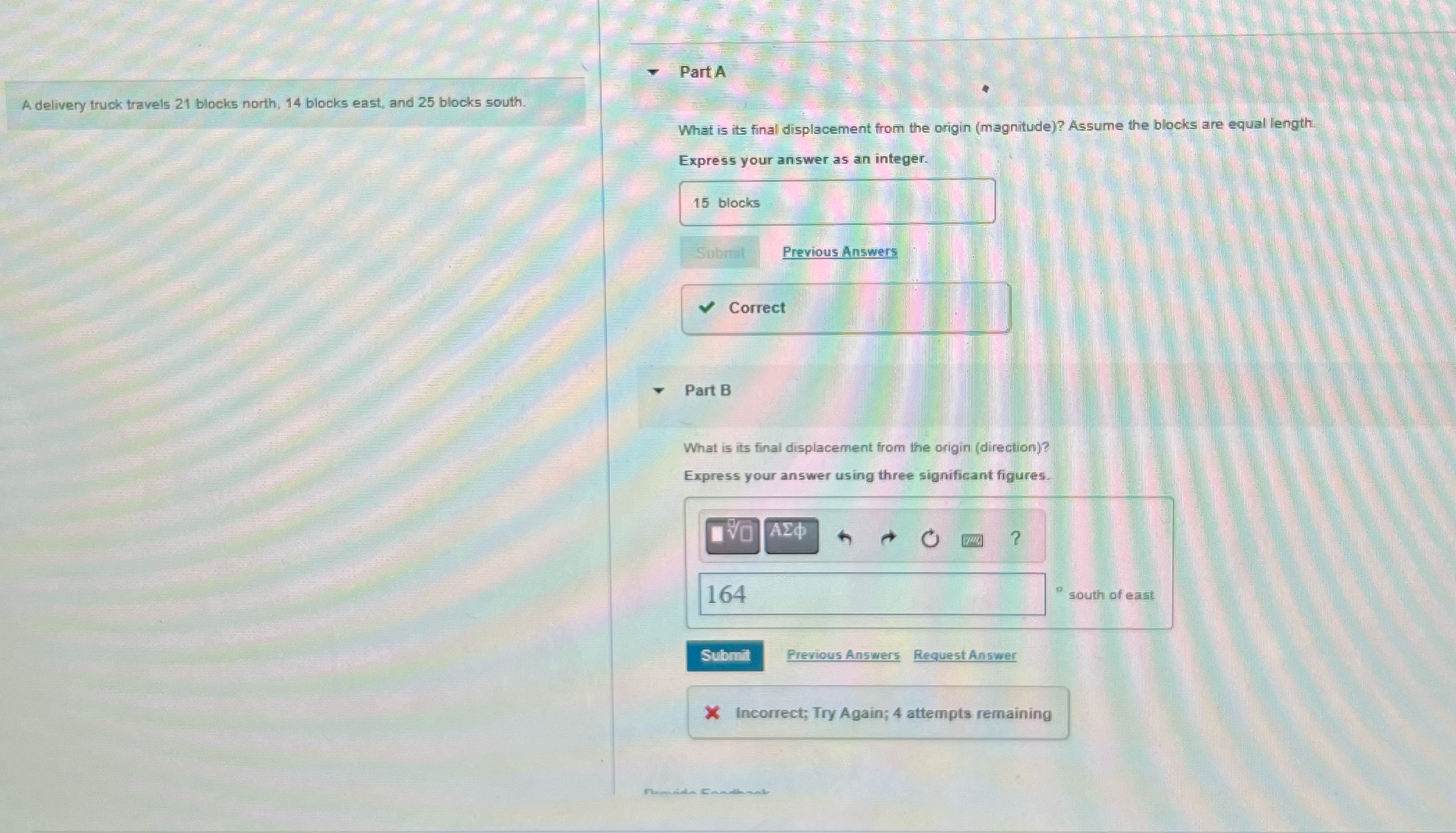Need assistance with part B please Part A A delivery truck travels