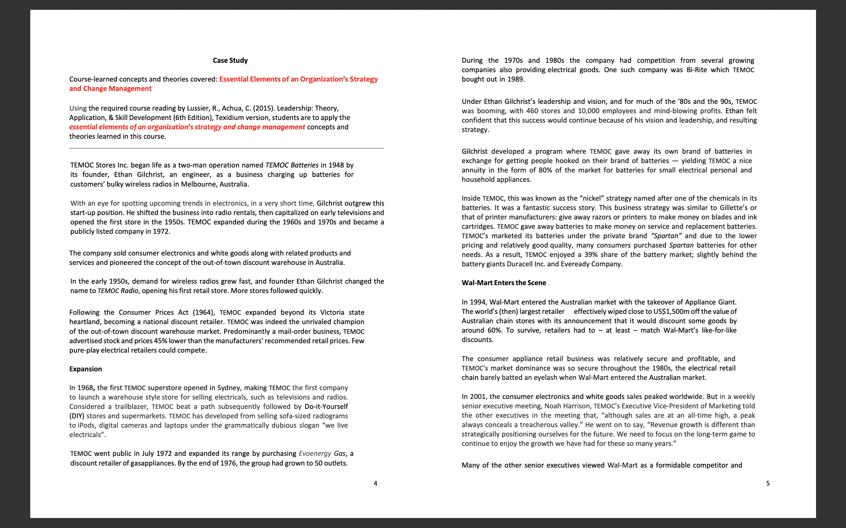 Case Study Course-learned concepts and theories covered: Essential Elements of an