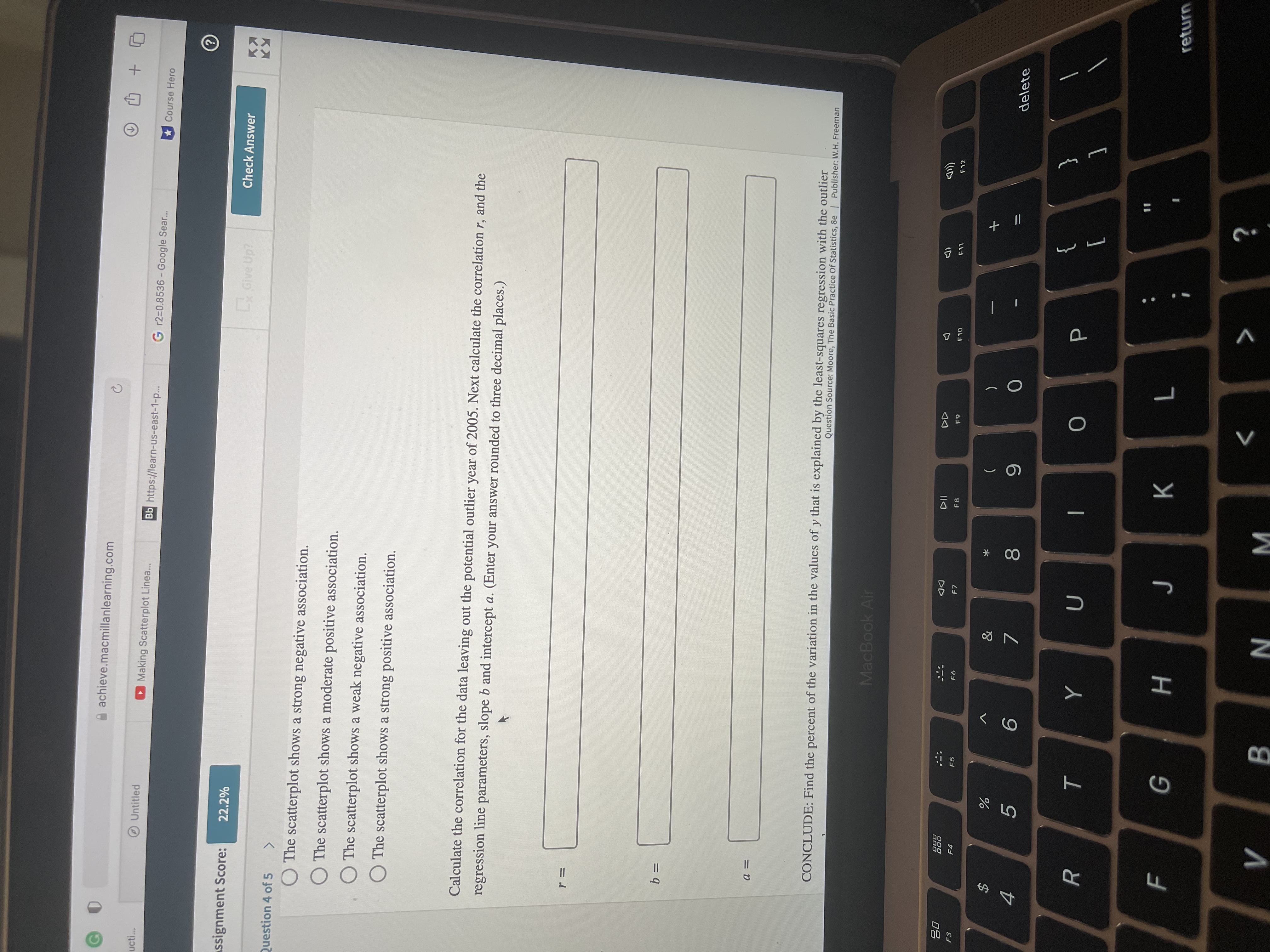 - Google Sear. Assignment Score 22.2% Ly Give Up ? Question 4