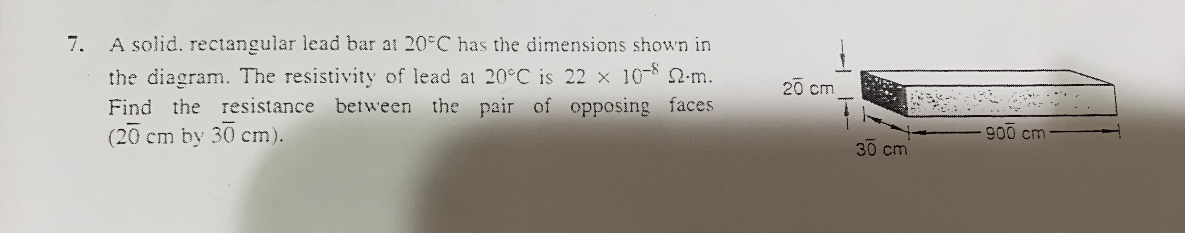 Can you please help me answer number 7?A solid, rectangular lead bar
