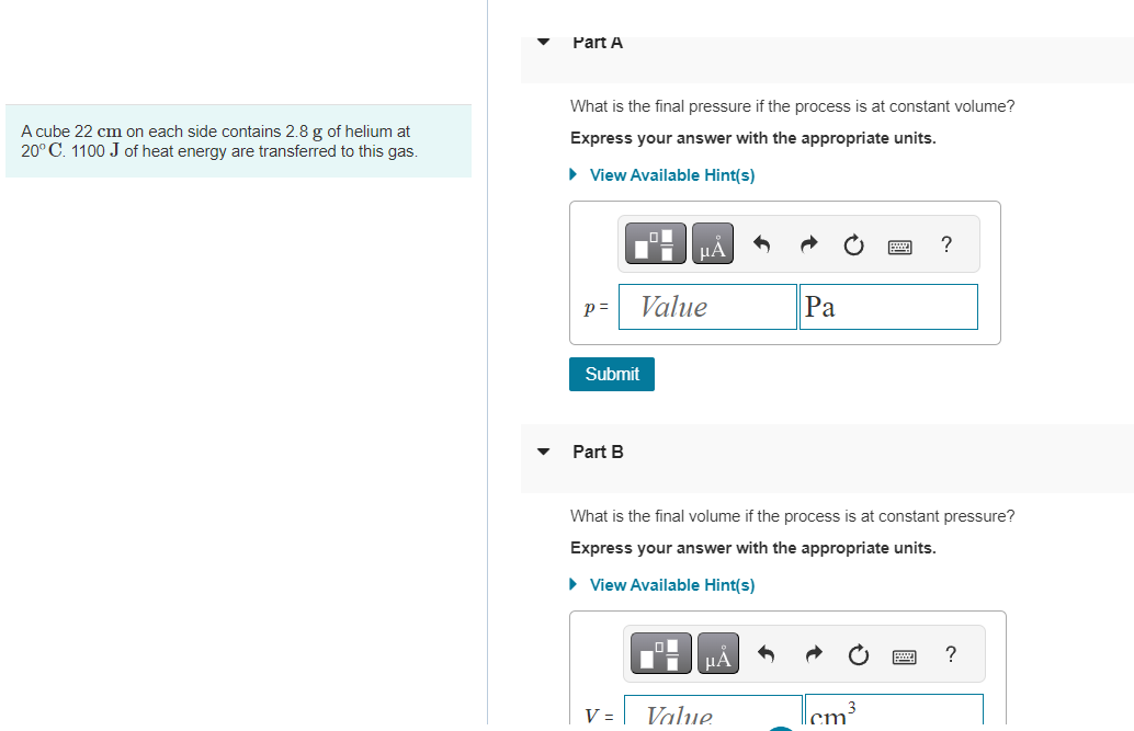 Part A What is the final pressure if the process is