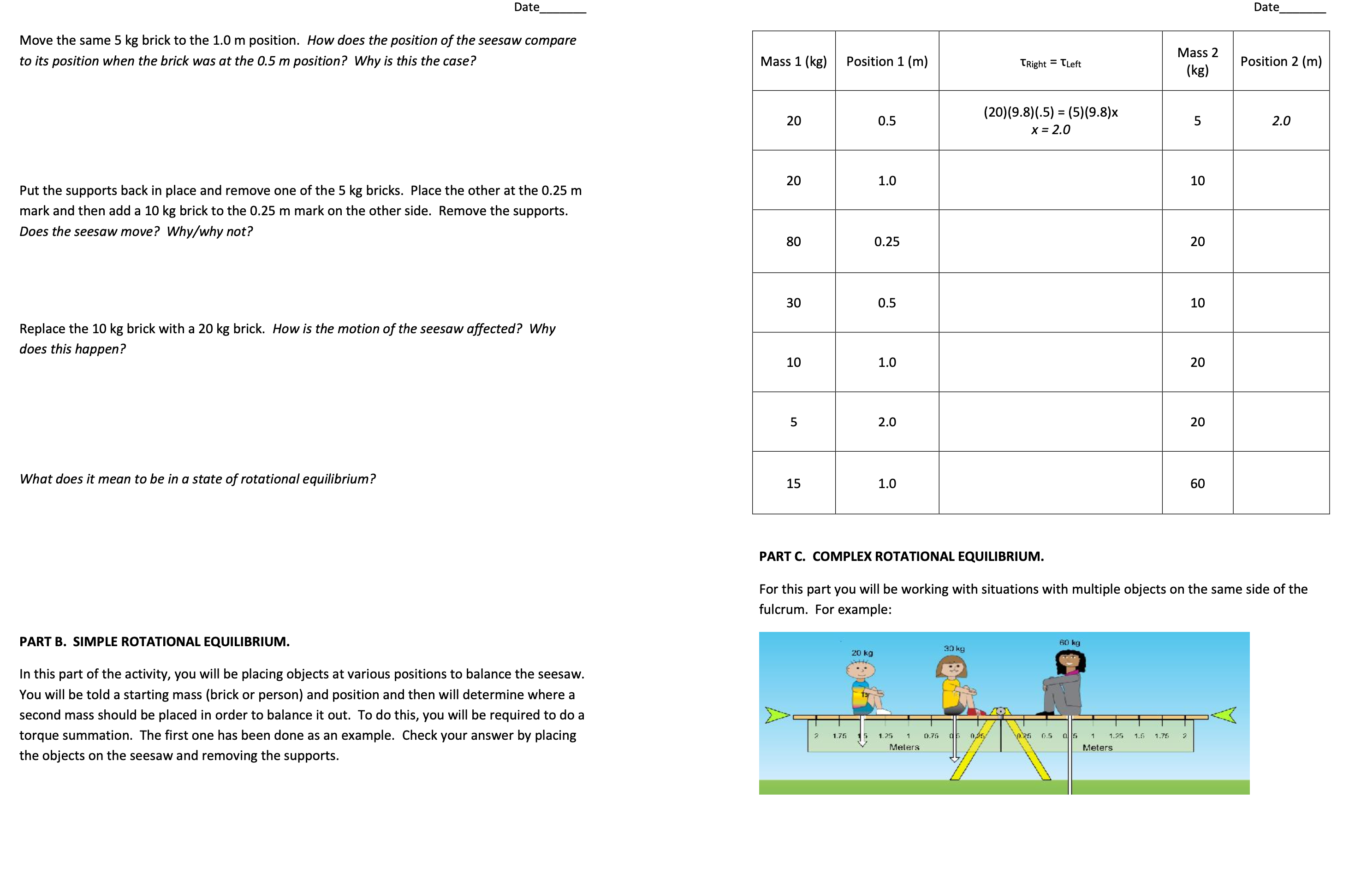 help me on thisx Date ROTATIONAL EQUILIBRIUM SIMULATION ASSIGNMENT DIRECTIONS: For this