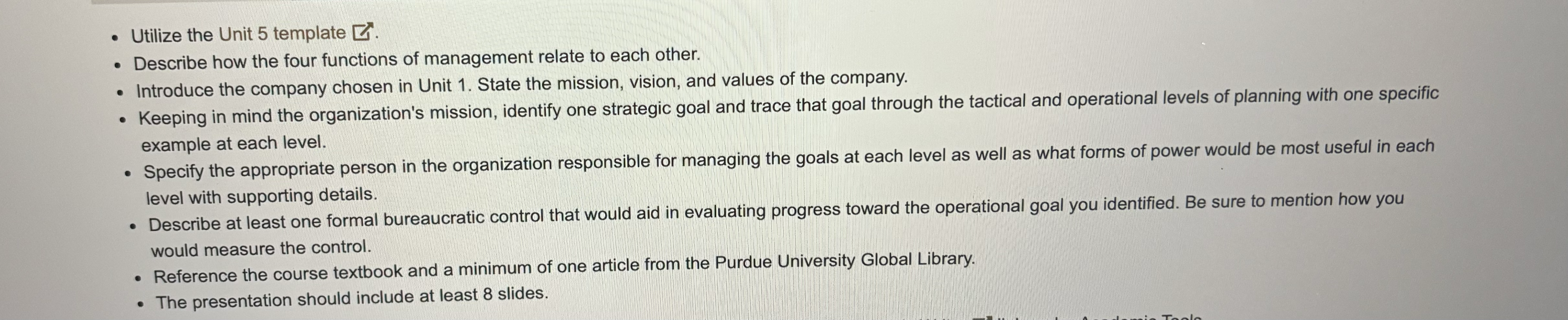  . Utilize the Unit 5 template . Describe how the four