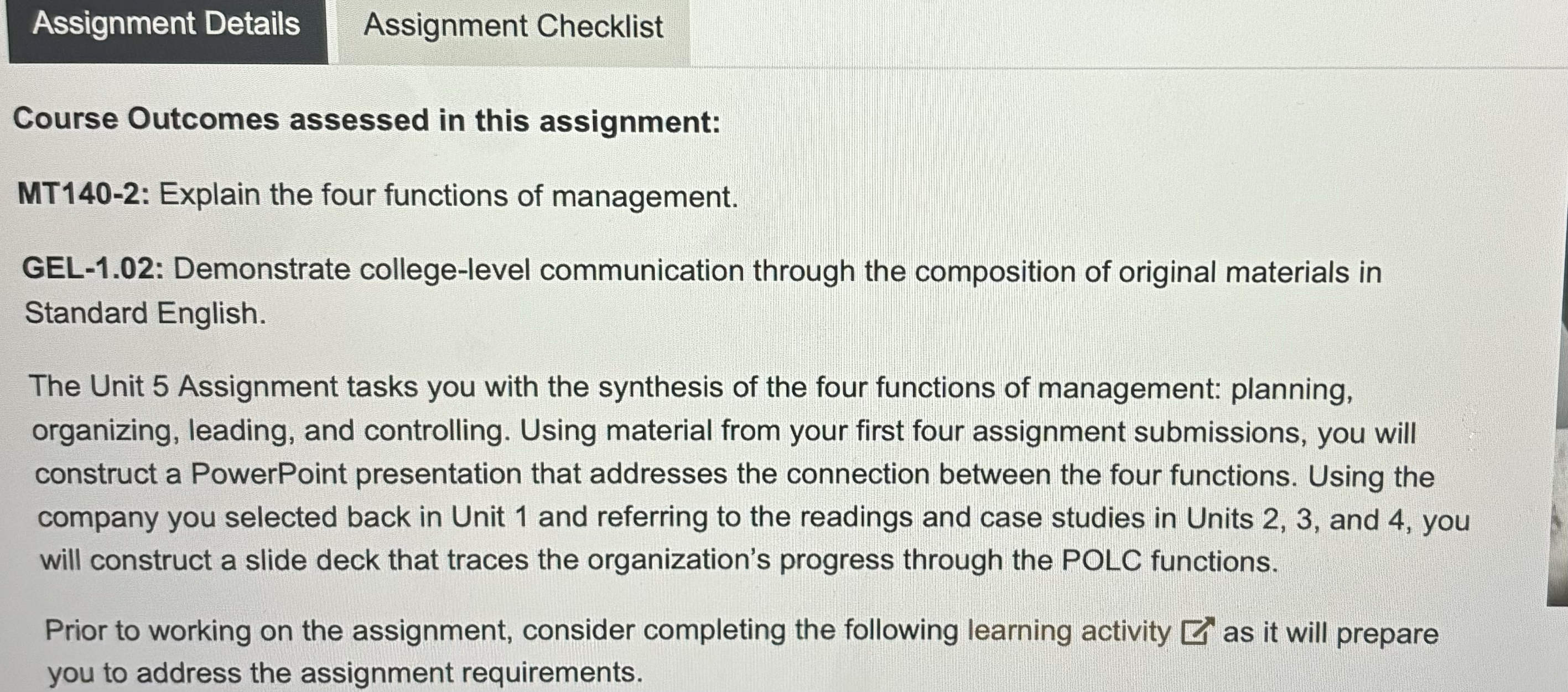 functions of management relate to each other. . Introduce the company chosen