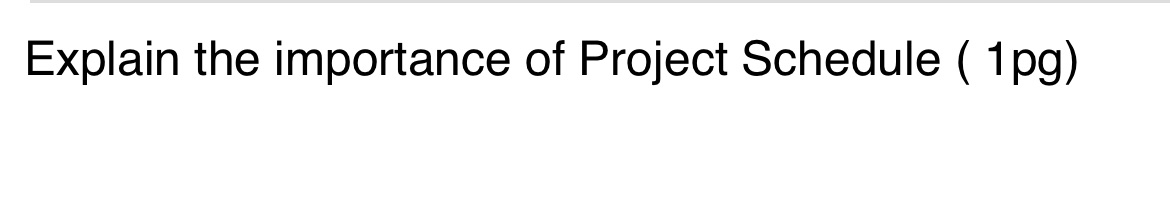 Explain the importance of Project Schedule ( 1 pg)