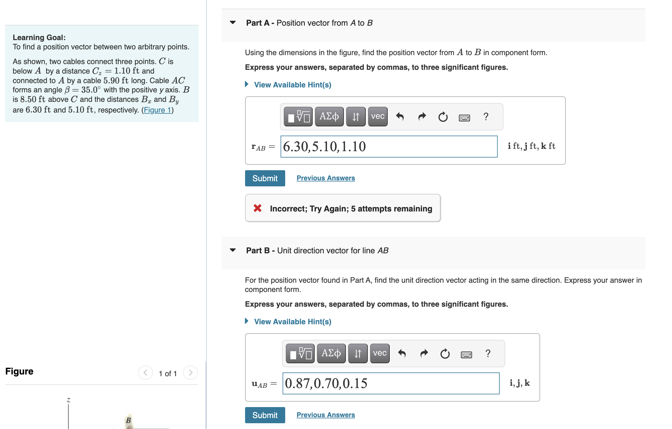 V Part A - Position vector from A to B Learning