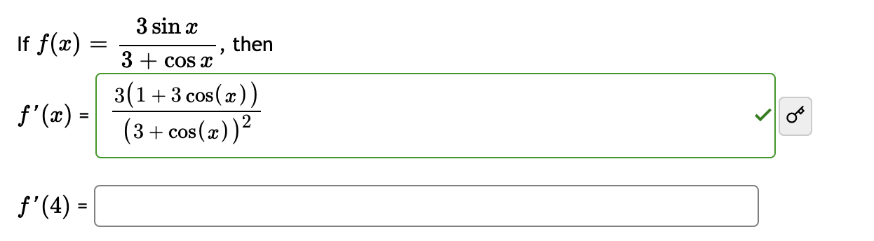 f' (5) =Use the quotient rule to find the derivative of 4