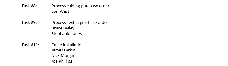 Project, create a project using the following information. Save the file using