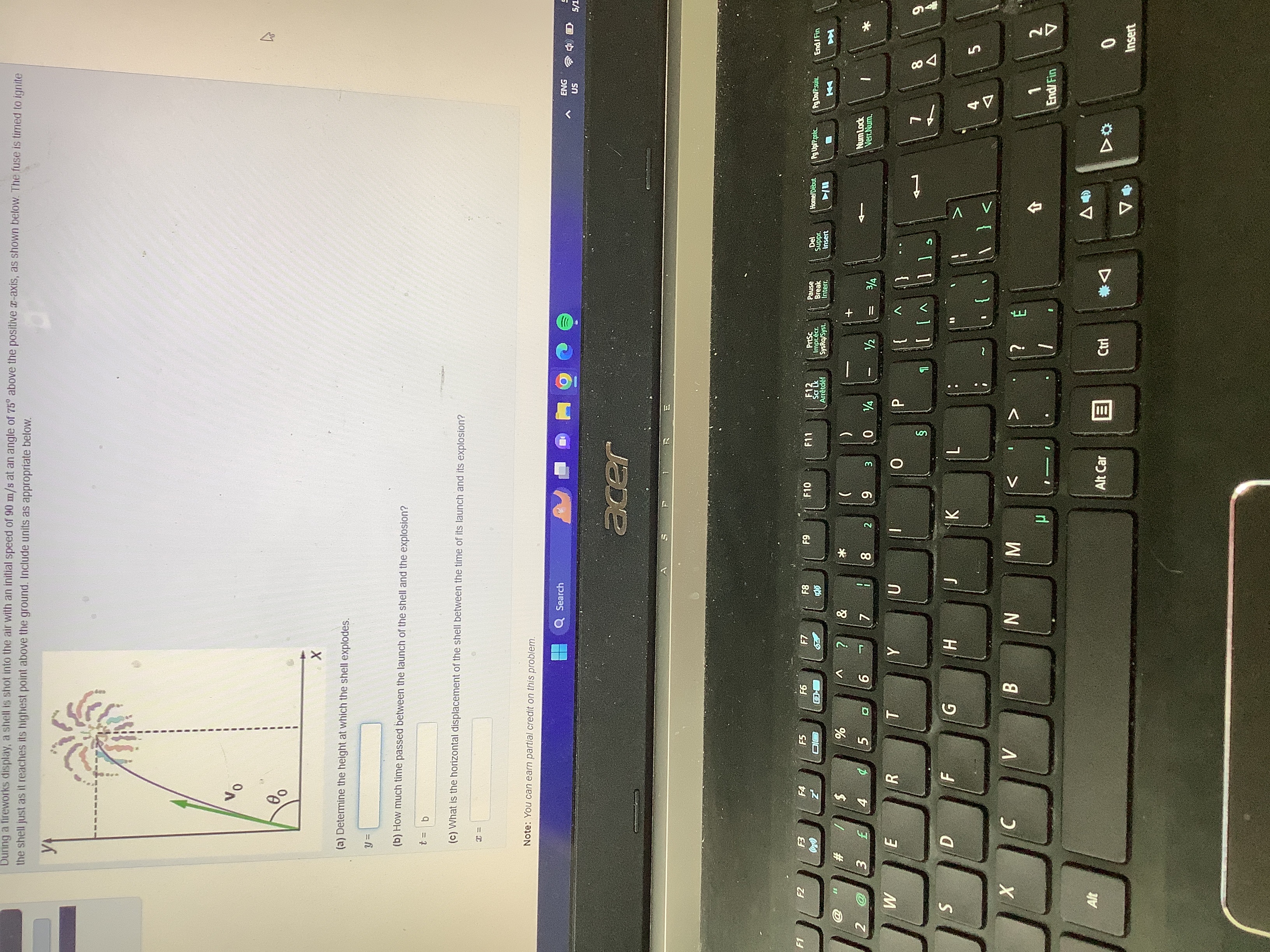 Please solve During a fireworks display, a shell is shot into the