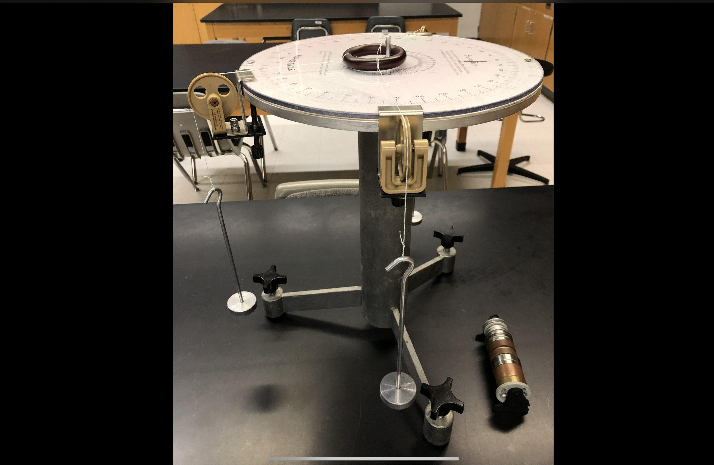 Lab ForceTableA = 100g, B = 70g, Robs = 143g. You can