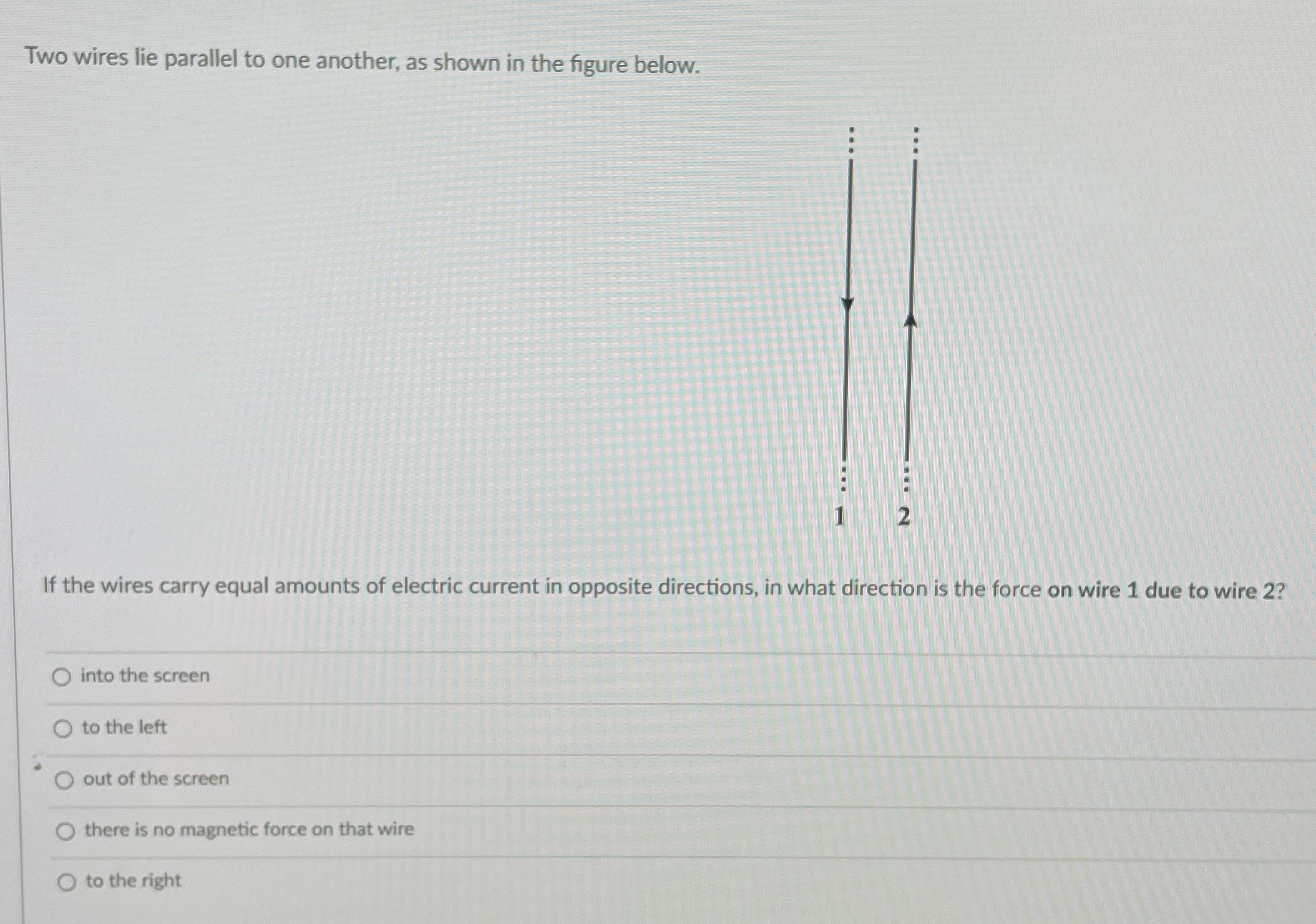 Thank ya! Two wires lie parallel to one another, as shown in