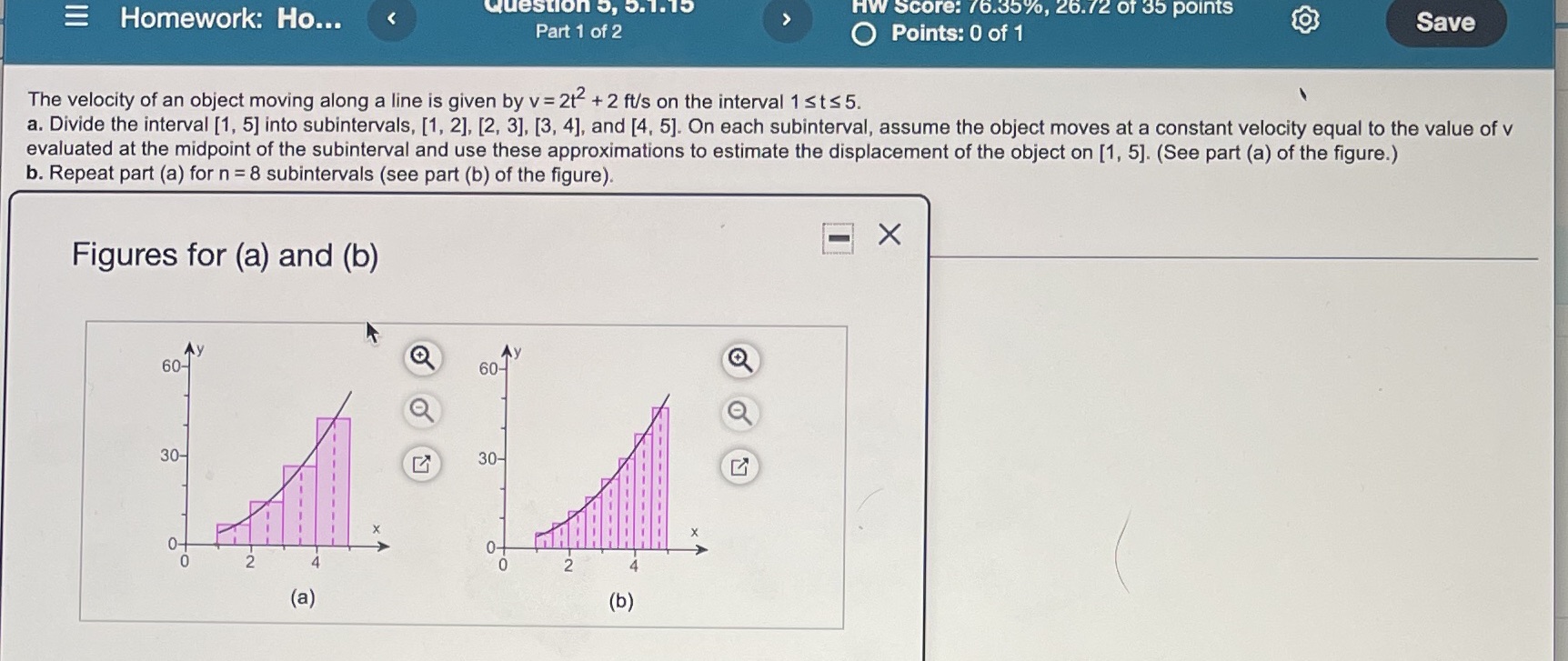 Part A and B = Homework: Ho... Question 5, 5.1.15 HW Score: