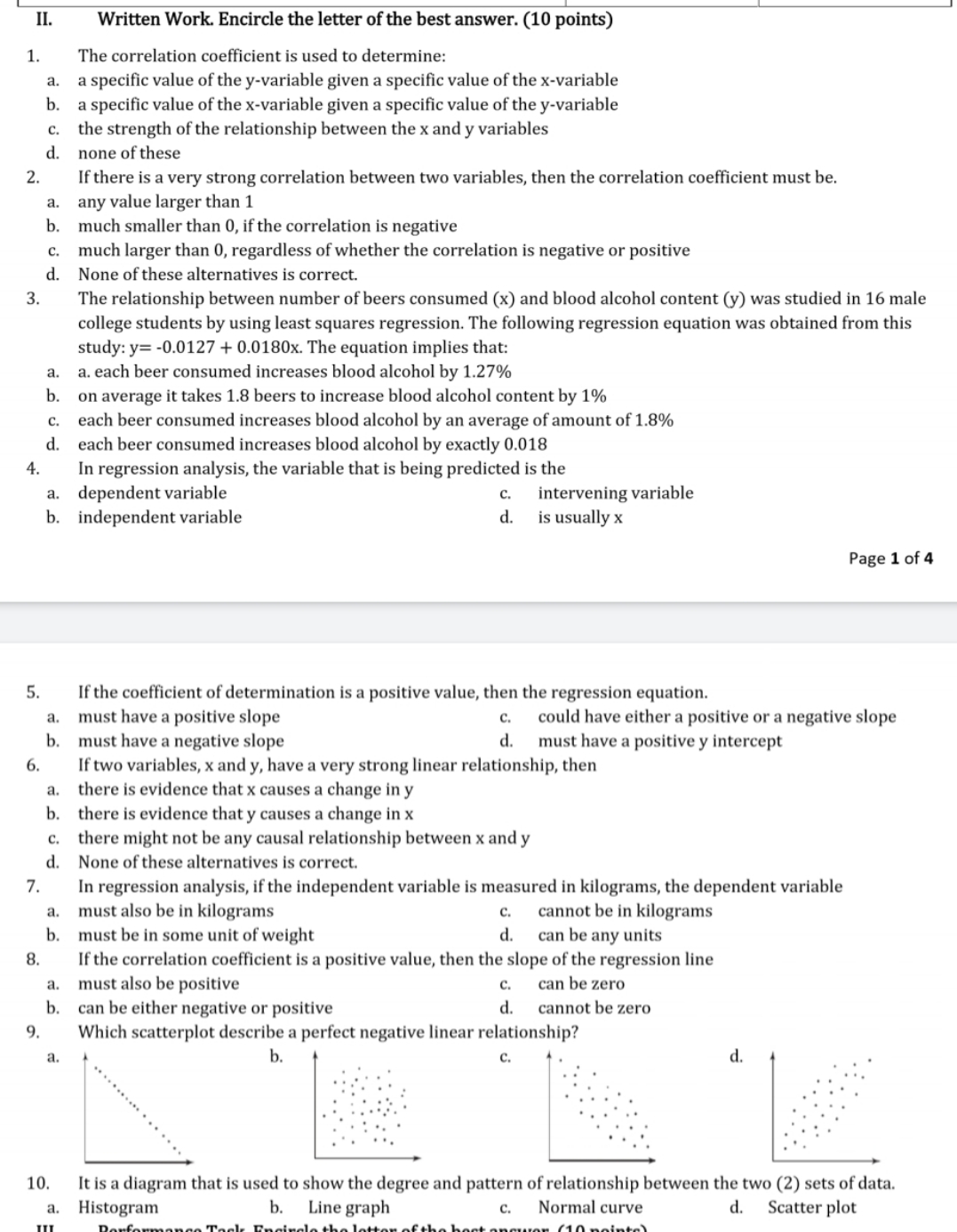 please answer and make solution II. Written Work. Encircle the letter of