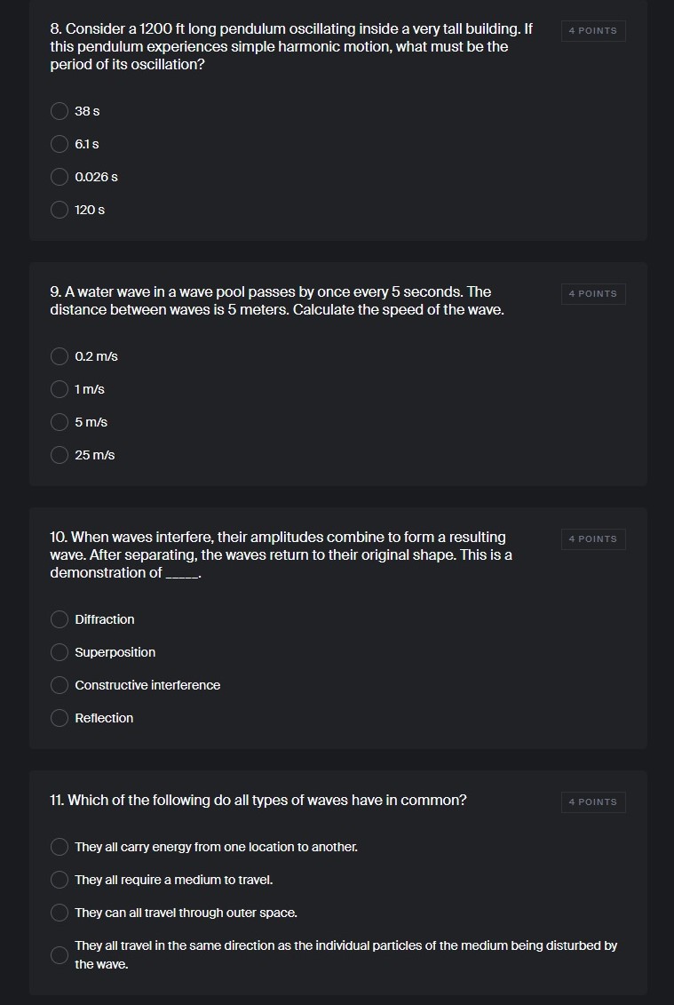 wave passing in 20 seconds. What must be the the frequency of