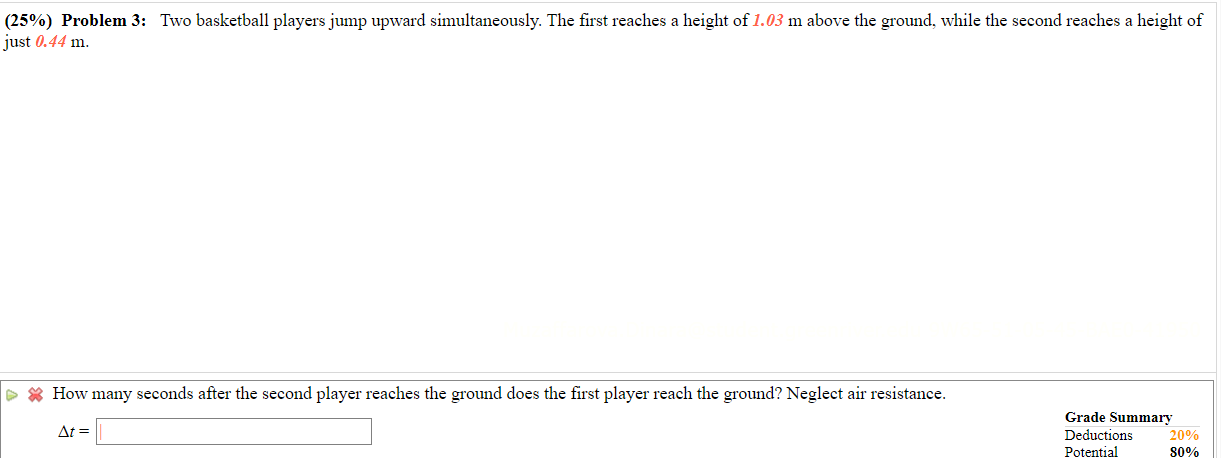 an initial downward velocity of inagiitude 110 = '. 2. 68 iii-"s.