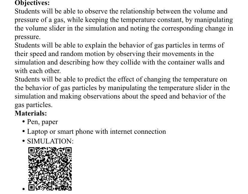 Objectives: Students will be able to observe the relationship between the
