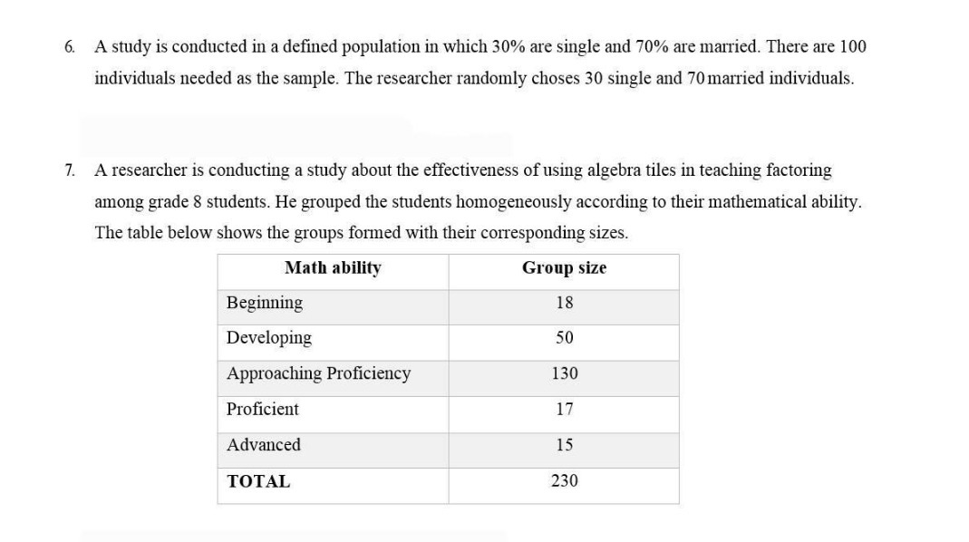  6. A study is conducted in a defined population in which