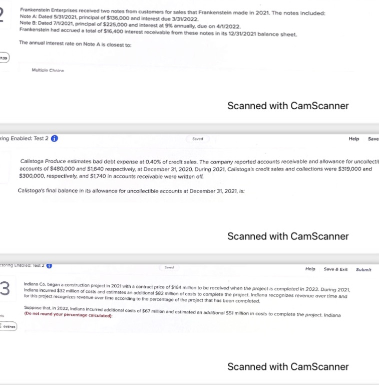 URGENT HELP PLEASE!!! Frankenstein Enterprises received two notes from customers for sales