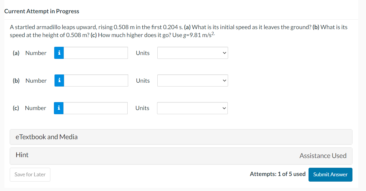 Current Attempt in Progress A startled armadillo leaps upward, rising 0.508
