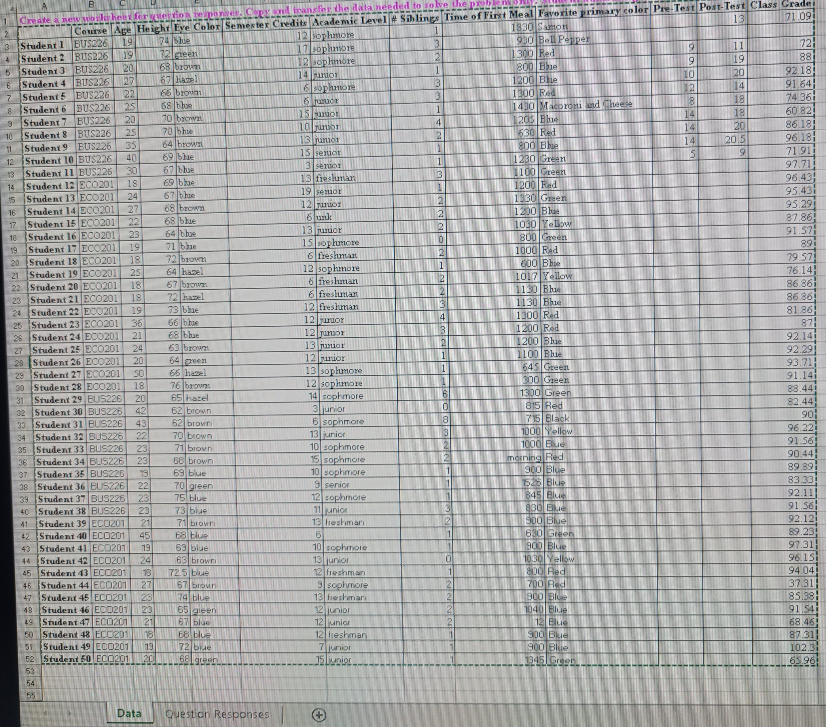 Question 1: Create a stemplot and a boxplot for the students' ages