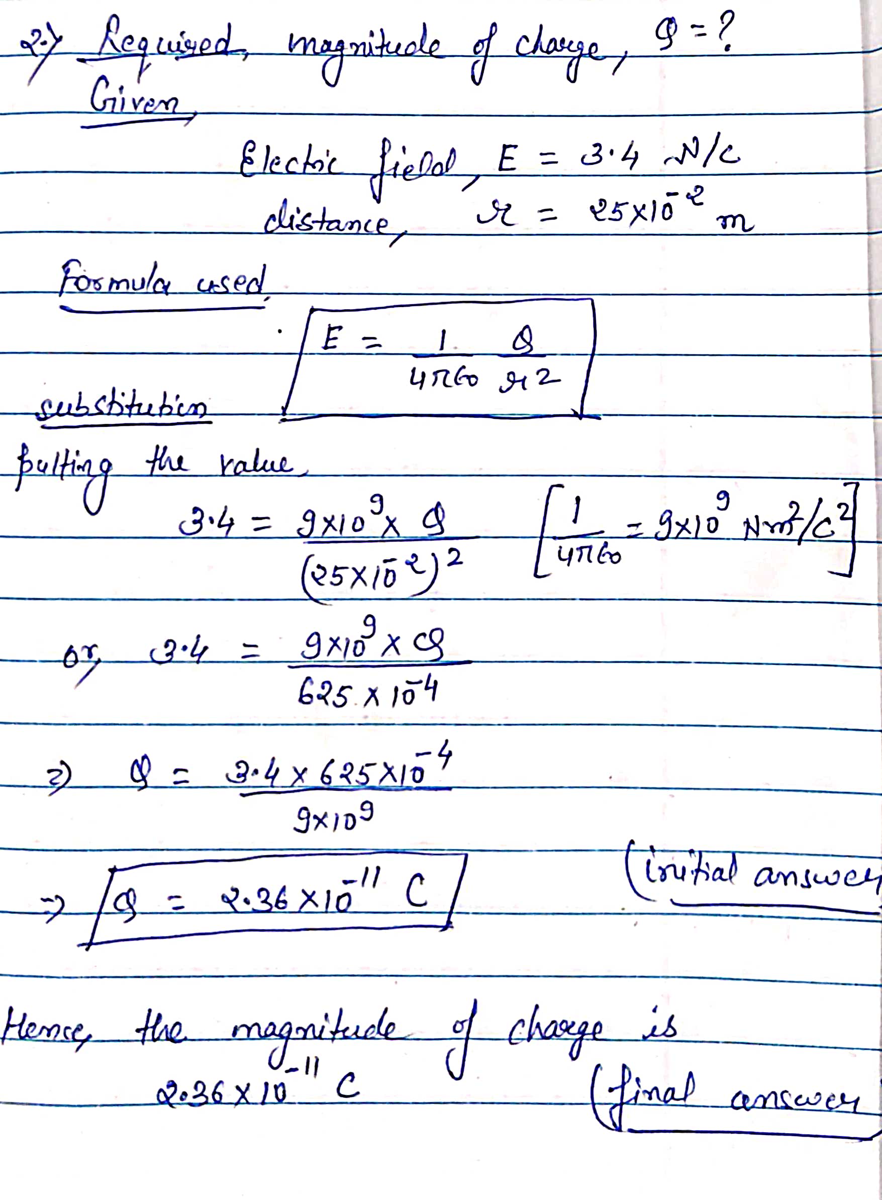 35.00 C each are separated in the air by a certain distance