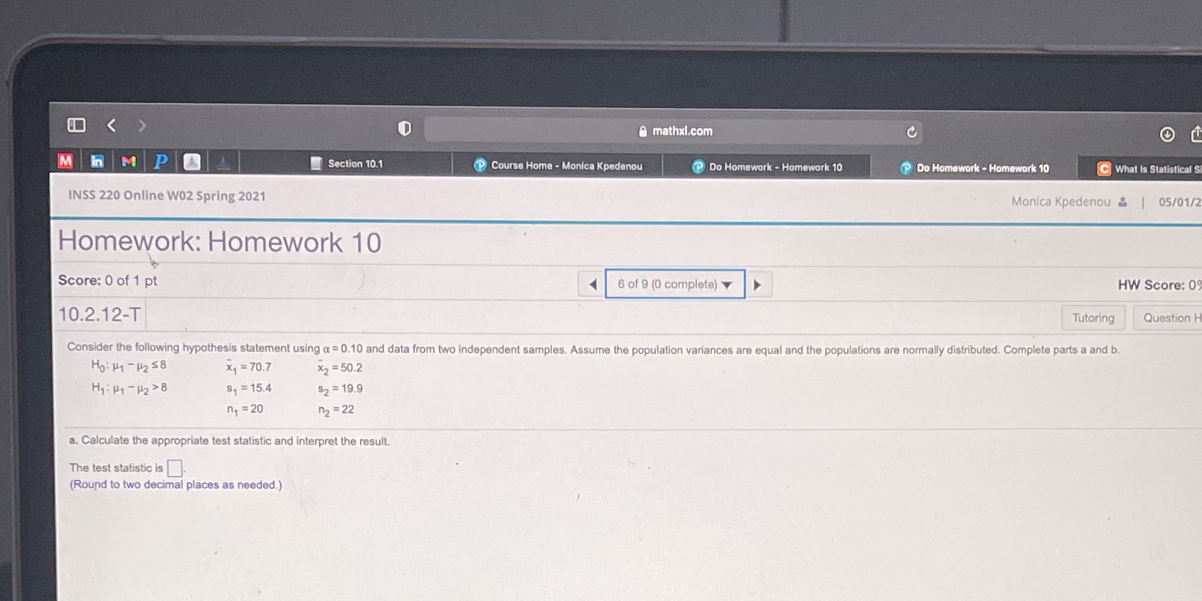 @ mathxl.com C M in IM P Section 10.1 P Course
