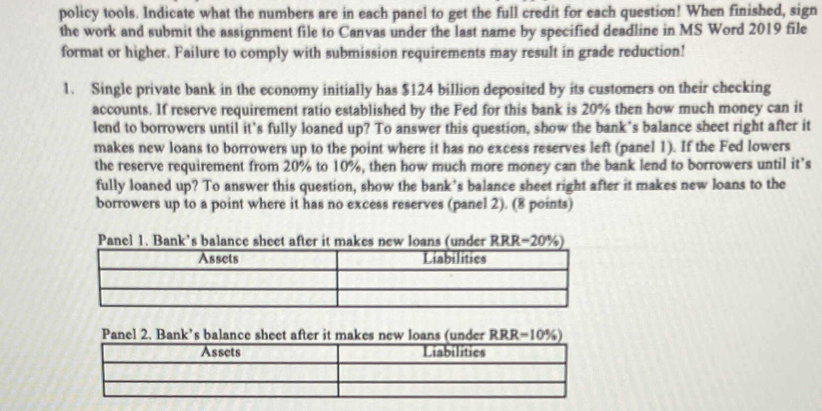 Can someone help check/fill in the empty boxes for the reserves, loans,