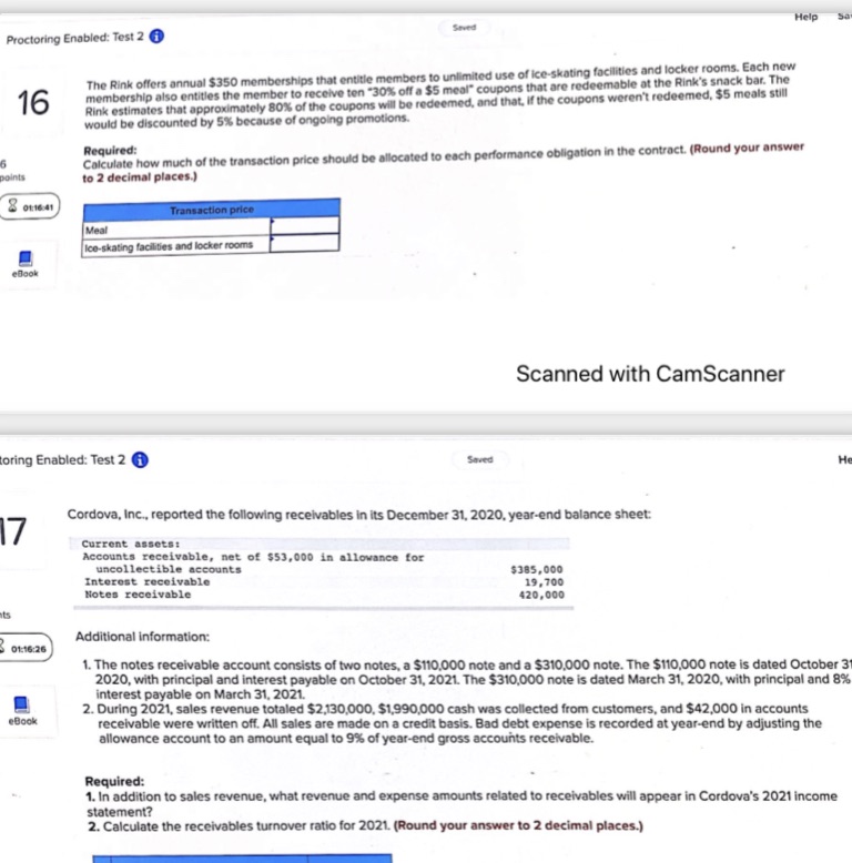 URGENT HELP PLEASE!!!! Help Saved Proctoring Enabled: Test 2 The Rink offers