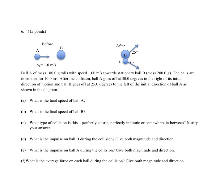  6. (15 points) Before B After A 250 B 30 vi