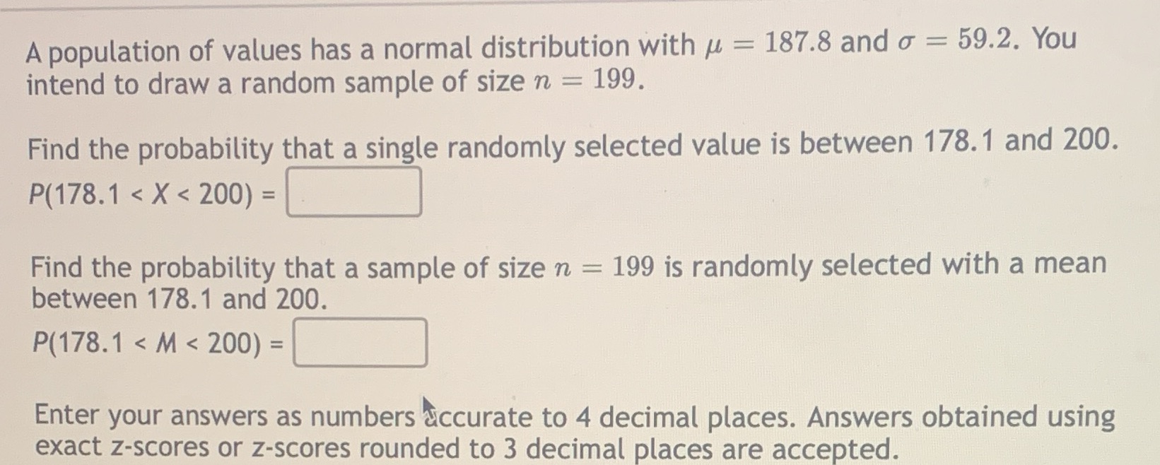  A population of values has a normal distribution with u =